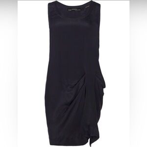 AllSaints Molinet Black Silk Dress with a draped ruching size 6